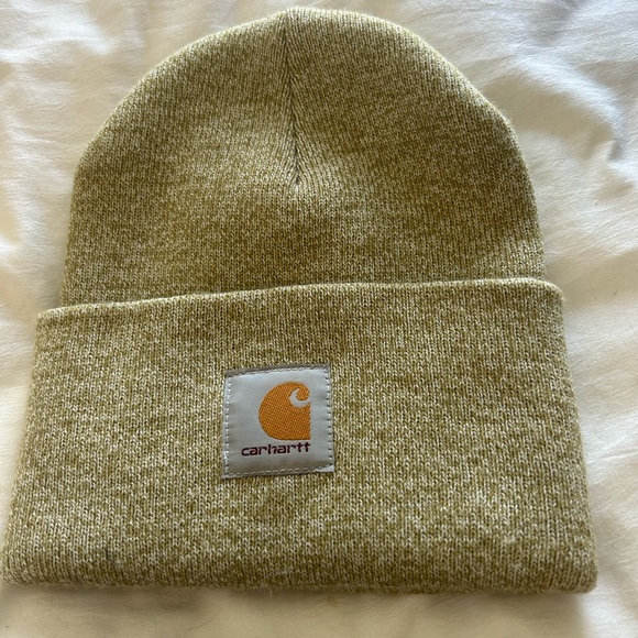 Carhartt Unisex Flaxseed Oat Milk Marl Acrylic Knit Beanie Hat - Picture 2 of 5